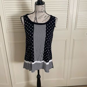 DKNY black white polka dot stripe PJ sleep tank top